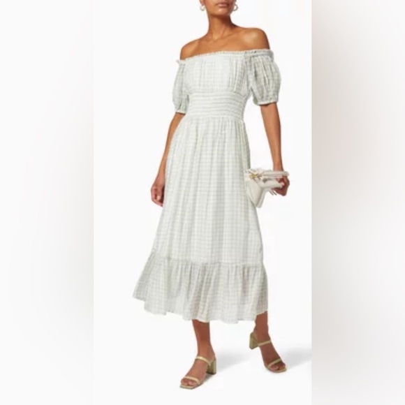 MINKPINK Dresses & Skirts - MINKPINK Women’s Light Green Check Oxley Midi Dress